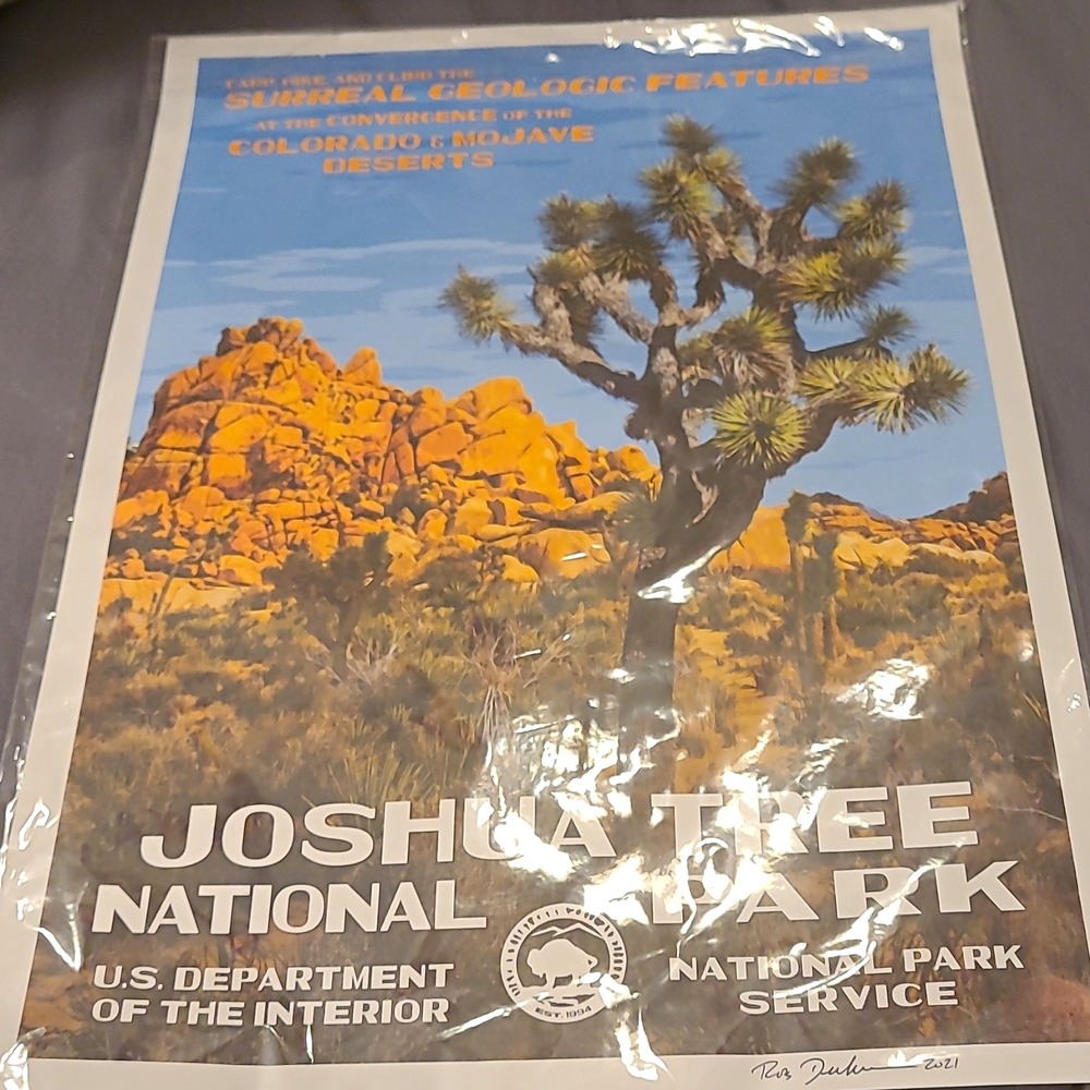 Joshua Tree National Park Service 19x13 inch Poster Signed Print Rob Decker 2021